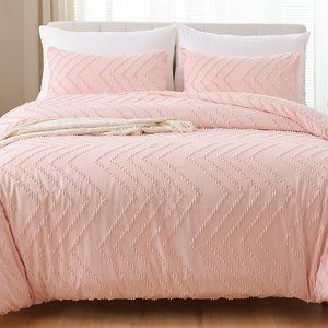 Chevron Tufted Petal Pink Blush Bedding California King Size Comforter Set New